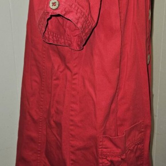 VICKI BLUE Red Short Sleeve Denim Dress Ladies Large Petite Square Neckline - Picture 5 of 6